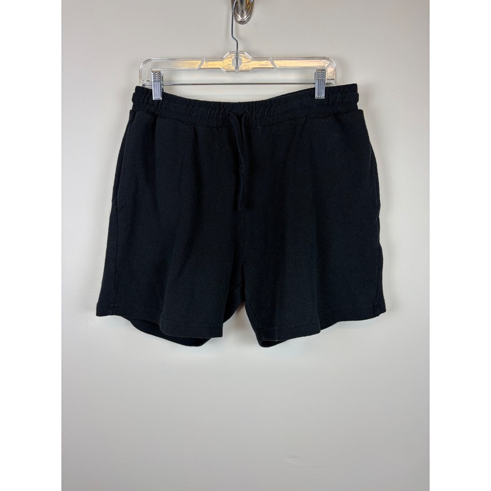 Zara Knit Shorts Large Black Textured Drawstring Casual Loungewear Relaxed Fit